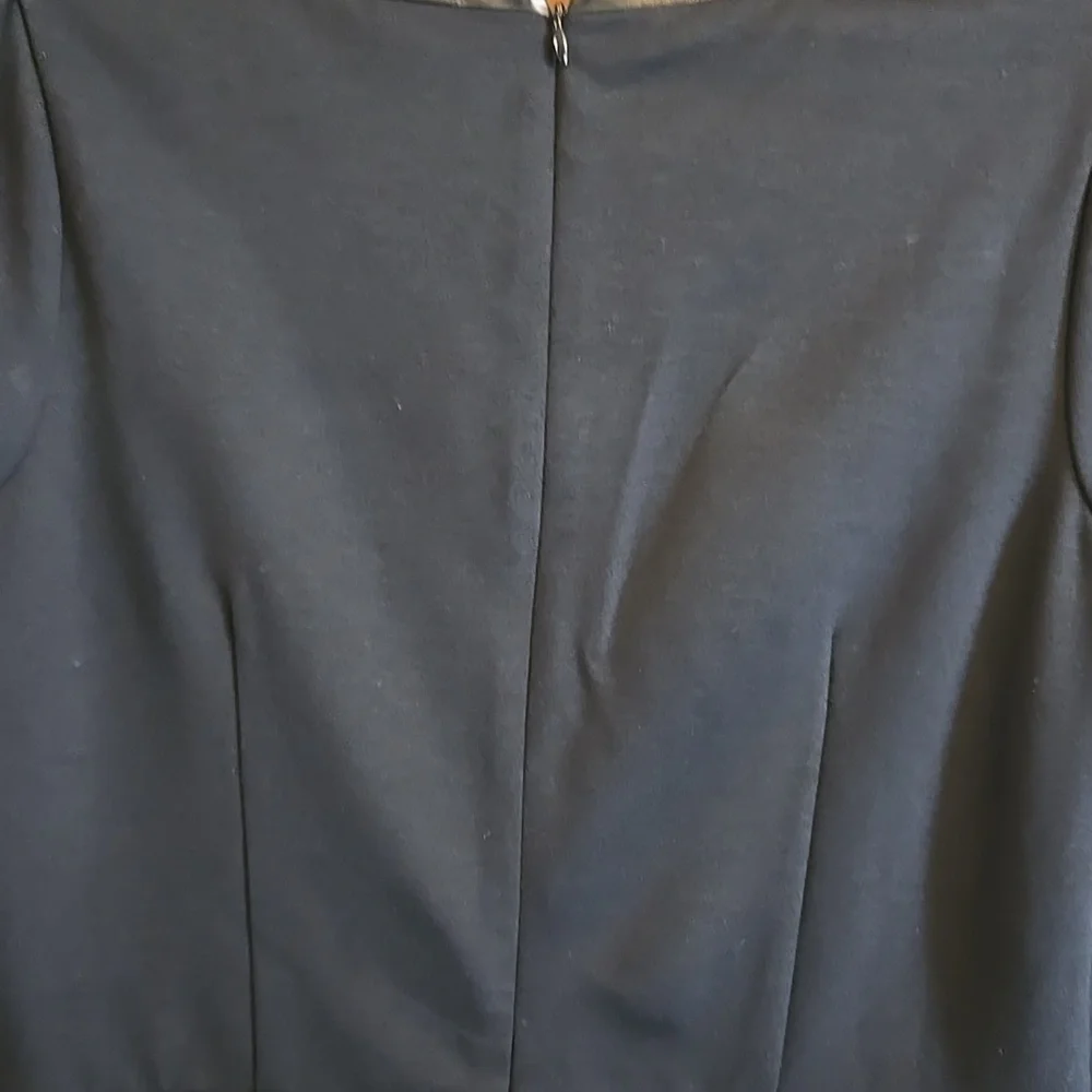 Talbots-Black round neck 3/4 sleeved dress with faux leather trim Sz 4. NWT. - Picture 8 of 10